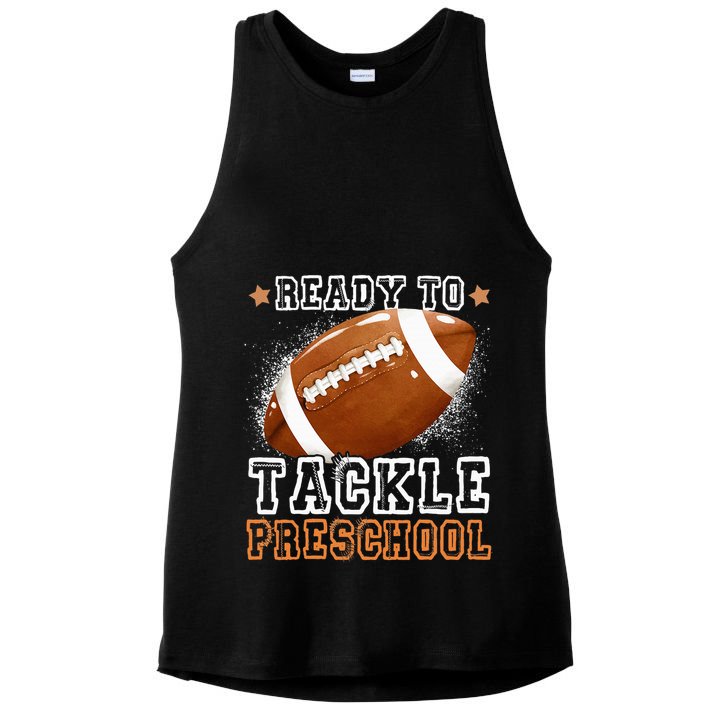 Ready To Tackle Preschool Football First Day Of School Ladies PosiCharge Tri-Blend Wicking Tank