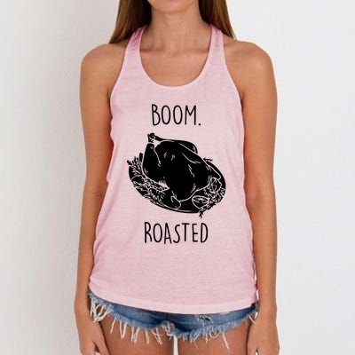 Roasted Turkey Thanksgiving Family Quote Women's Knotted Racerback Tank