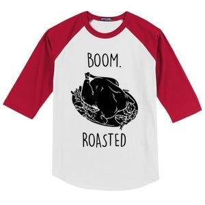 Roasted Turkey Thanksgiving Family Quote Kids Colorblock Raglan Jersey