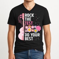Rock The Test Do Your Best Testing Day Teachers Students V-Neck T-Shirt