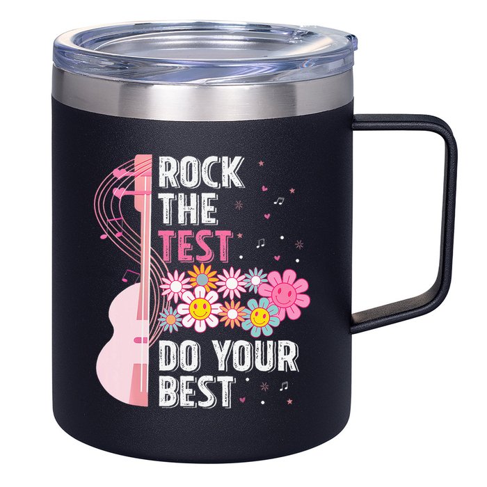 Rock The Test Do Your Best Testing Day Teachers Students 12oz Stainless Steel Coffee Mug