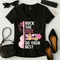 Rock The Test Do Your Best Testing Day Teachers Students Women's V-Neck T-Shirt
