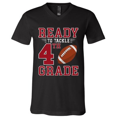 Ready To Tackle 4th Grade Back To School First Day Of School V-Neck T-Shirt