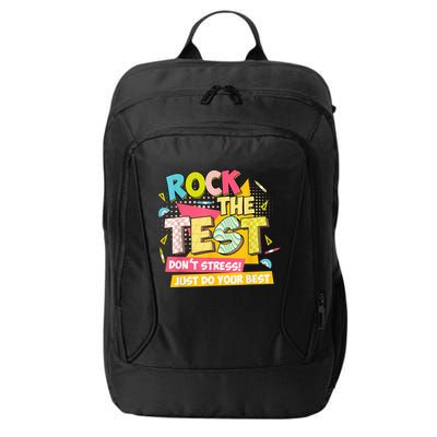 Rock The Test Day Motivational Retro Teachers Testing Day City Backpack