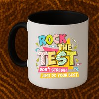 Rock The Test Day Motivational Retro Teachers Testing Day Mug