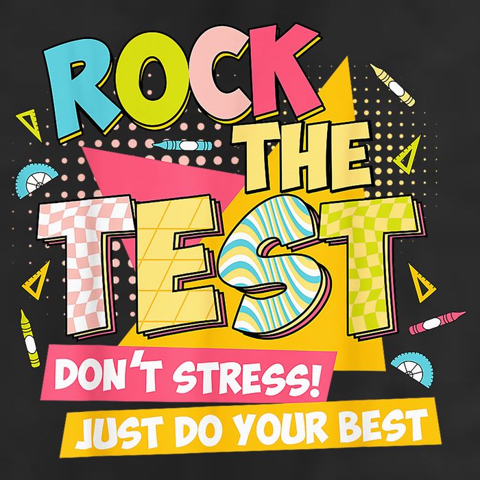 Rock The Test Day Motivational Retro Teachers Testing Day Beanie