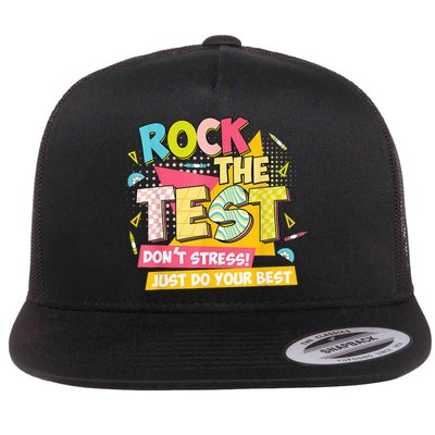 Rock The Test Day Motivational Retro Teachers Testing Day Flatbill Hat