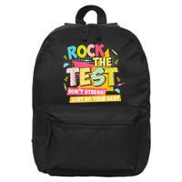 Rock The Test Day Motivational Retro Teachers Testing Day 16 in Basic Backpack