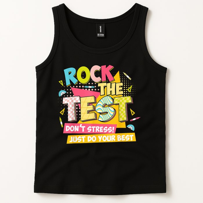 Rock The Test Day Motivational Retro Teachers Testing Day Tank Top