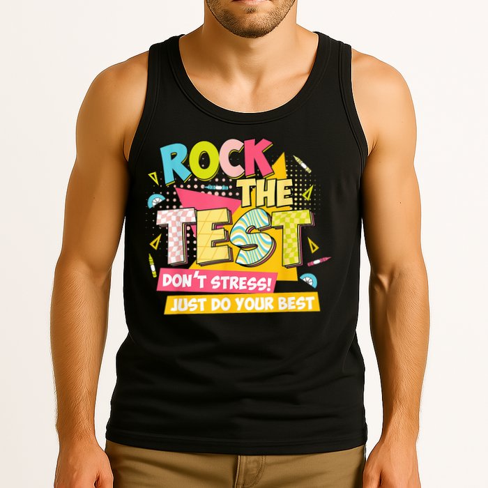 Rock The Test Day Motivational Retro Teachers Testing Day Tank Top
