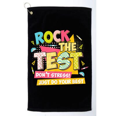Rock The Test Day Motivational Retro Teachers Testing Day Golf Towel