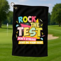 Rock The Test Day Motivational Retro Teachers Testing Day Golf Towel