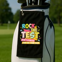 Rock The Test Day Motivational Retro Teachers Testing Day Golf Towel