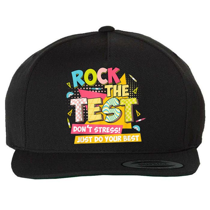 Rock The Test Day Motivational Retro Teachers Testing Day Wool Snapback Cap