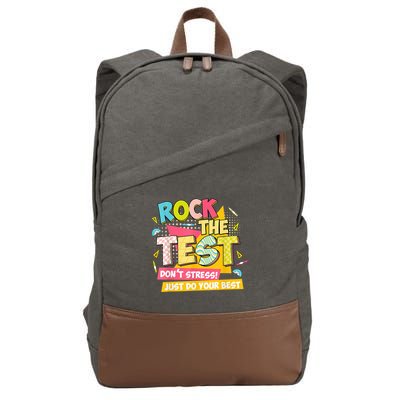Rock The Test Day Motivational Retro Teachers Testing Day Cotton Canvas Backpack