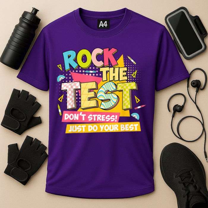 Rock The Test Day Motivational Retro Teachers Testing Day Performance Shirt