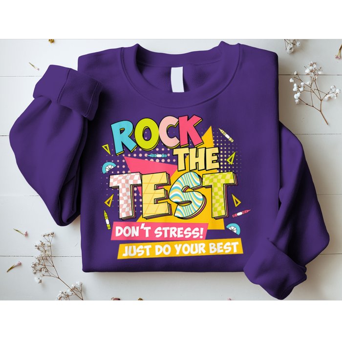Rock The Test Day Motivational Retro Teachers Testing Day Sweatshirt