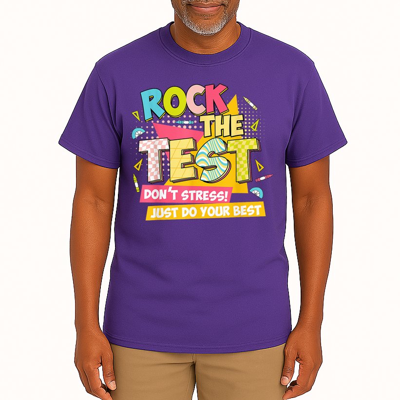 Rock The Test Day Motivational Retro Teachers Testing Day Tall T-Shirt