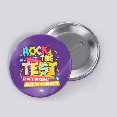 Rock The Test Day Motivational Retro Teachers Testing Day Button