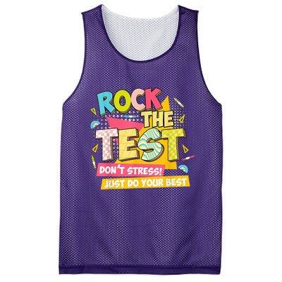 Rock The Test Day Motivational Retro Teachers Testing Day Mesh Reversible Basketball Jersey Tank