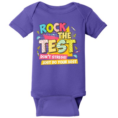 Rock The Test Day Motivational Retro Teachers Testing Day Baby Bodysuit