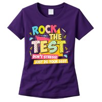 Rock The Test Day Motivational Retro Teachers Testing Day Womens T-Shirt