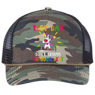 Rock The Test Teacher Test Day Testing Day Funny Teacher Retro Rope Trucker Hat Cap