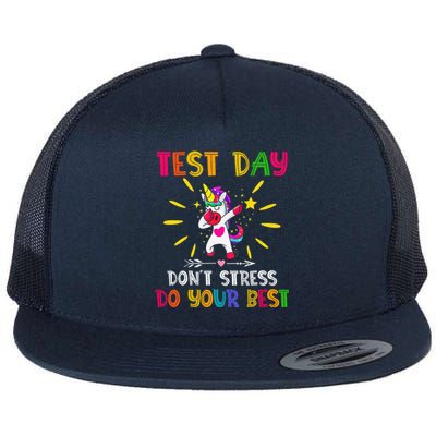 Rock The Test Teacher Test Day Testing Day Funny Teacher Flat Bill Trucker Hat