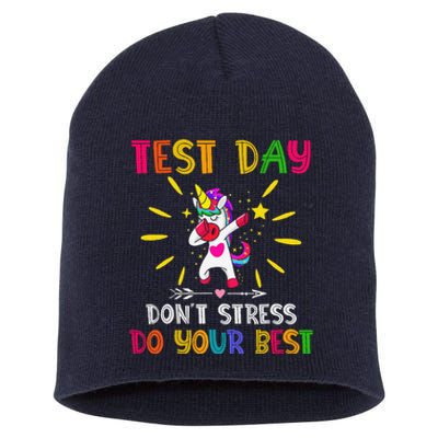 Rock The Test Teacher Test Day Testing Day Funny Teacher Short Acrylic Beanie