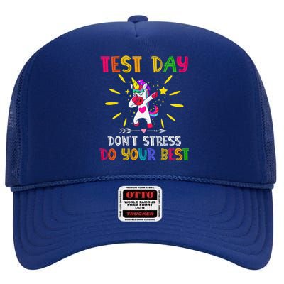 Rock The Test Teacher Test Day Testing Day Funny Teacher High Crown Mesh Back Trucker Hat