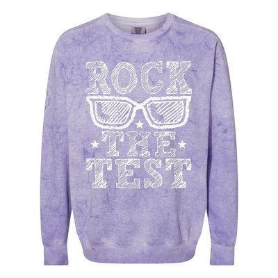 Rock The Test Testing Day Retro Motivational Teacher Colorblast Crewneck Sweatshirt