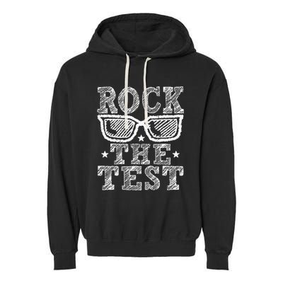 Rock The Test Testing Day Retro Motivational Teacher Garment-Dyed Fleece Hoodie