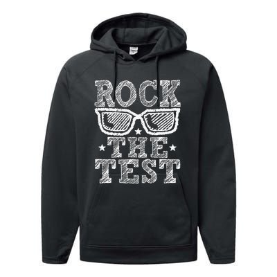 Rock The Test Testing Day Retro Motivational Teacher Performance Fleece Hoodie