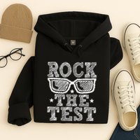 Rock The Test Testing Day Retro Motivational Teacher Hoodie