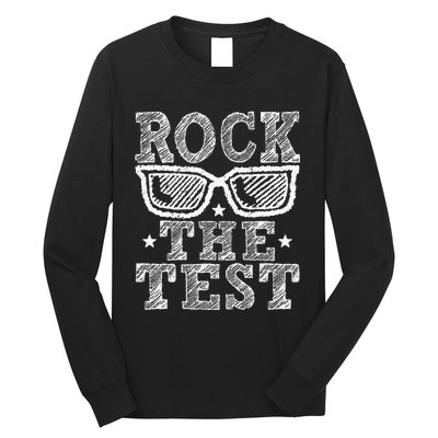 Rock The Test Testing Day Retro Motivational Teacher Long Sleeve Shirt