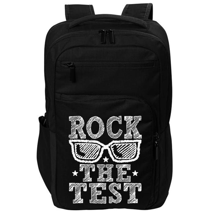 Rock The Test Testing Day Retro Motivational Teacher Impact Tech Backpack