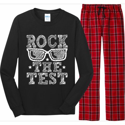 Rock The Test Testing Day Retro Motivational Teacher Long Sleeve Pajama Set