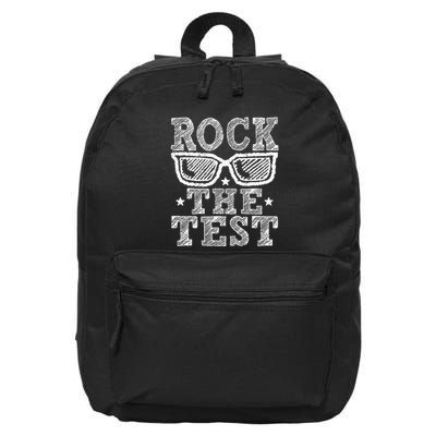 Rock The Test Testing Day Retro Motivational Teacher 16 in Basic Backpack