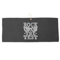Rock The Test Testing Day Retro Motivational Teacher Large Microfiber Waffle Golf Towel