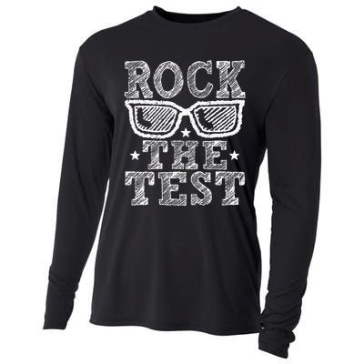 Rock The Test Testing Day Retro Motivational Teacher Cooling Performance Long Sleeve Crew