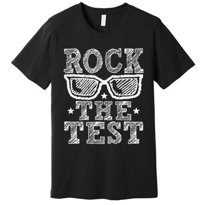 Rock The Test Testing Day Retro Motivational Teacher Premium T-Shirt