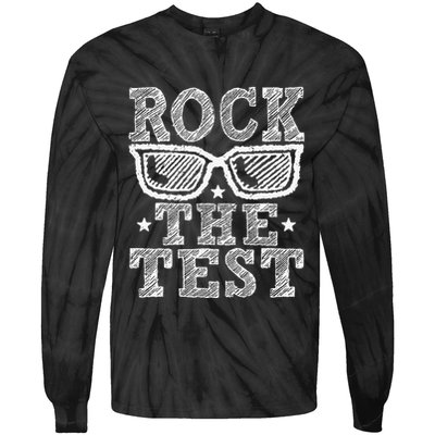 Rock The Test Testing Day Retro Motivational Teacher Tie-Dye Long Sleeve Shirt