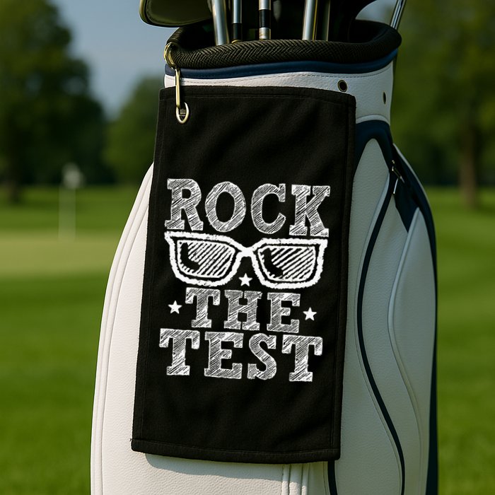Rock The Test Testing Day Retro Motivational Teacher Golf Towel
