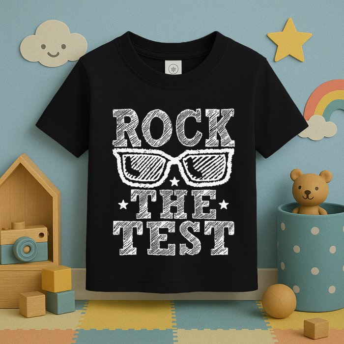Rock The Test Testing Day Retro Motivational Teacher Toddler T-Shirt
