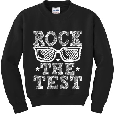 Rock The Test Testing Day Retro Motivational Teacher Kids Sweatshirt