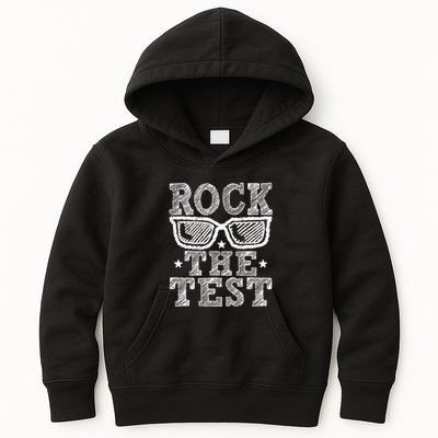 Rock The Test Testing Day Retro Motivational Teacher Kids Hoodie