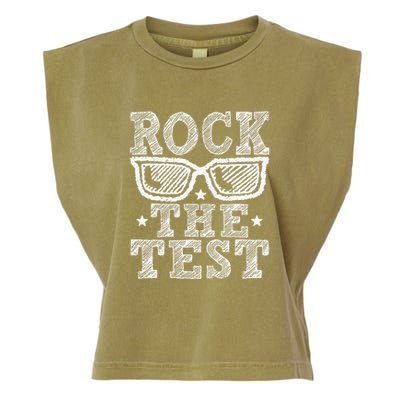 Rock The Test Testing Day Retro Motivational Teacher Garment-Dyed Women's Muscle Tee
