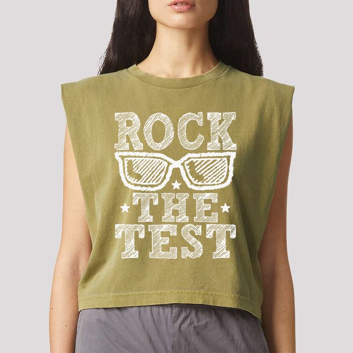 Rock The Test Testing Day Retro Motivational Teacher Garment-Dyed Women's Muscle Tee