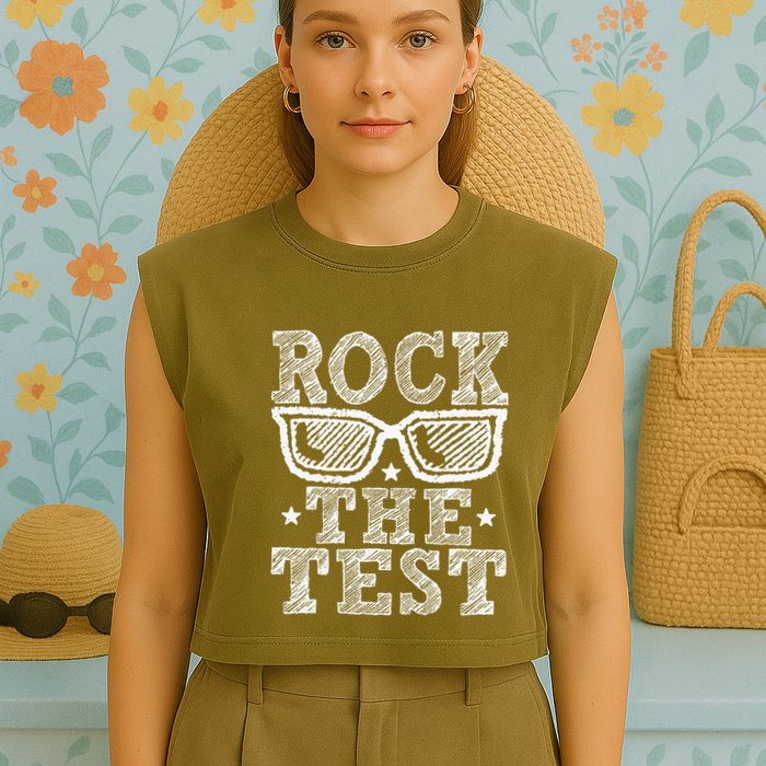 Rock The Test Testing Day Retro Motivational Teacher Garment-Dyed Women's Muscle Tee