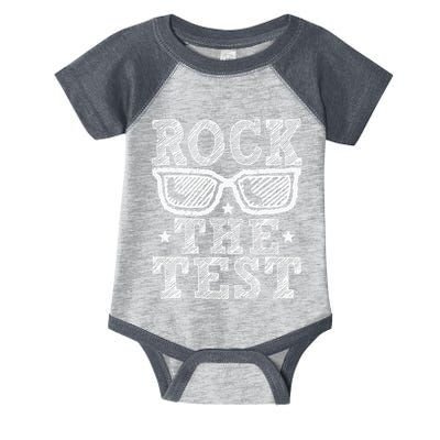 Rock The Test Testing Day Retro Motivational Teacher Infant Baby Jersey Bodysuit